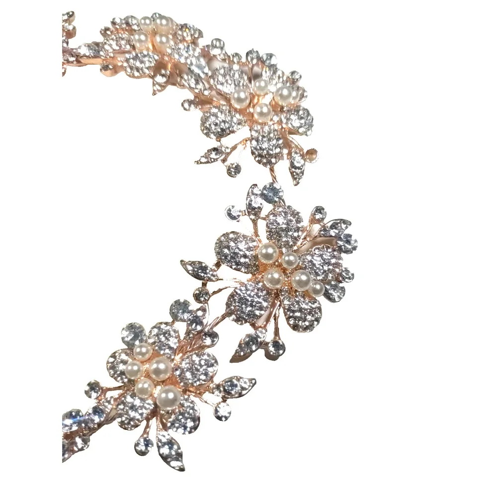 Hair Barrette Hair Decor Surounds Fancy Bun Pin In Place Gold Tone Rhinestone